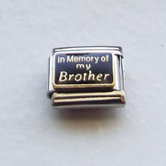 In Memory of My Brother enamel 9mm stainless steel italian charm bracelet link - Picture 1 of 2